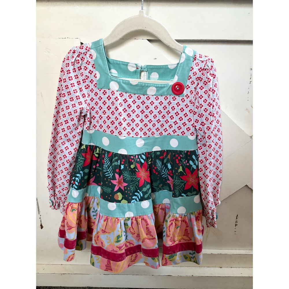 Matilda Jane Once Upon A Time Girls Tiered Floral Long Sleeve Party Dress Size 2